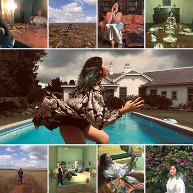 Collage of images of the artist while at the Mooramong Mansion doing a range of activities on the property during their stay.