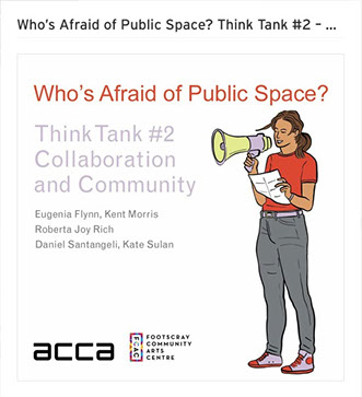 Marketing Image for Podcast with woman holding a megaphone reading from a piece of paper.